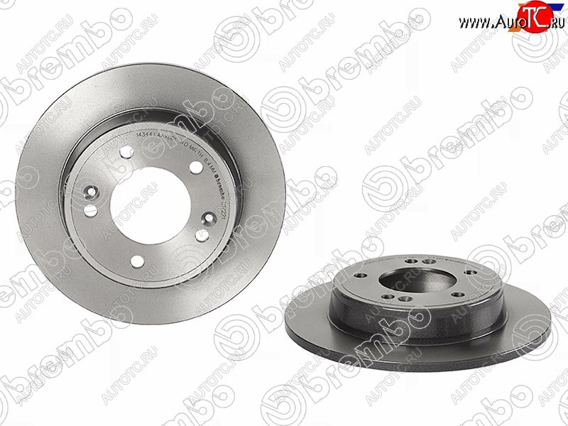6 399 р. Задний тормозной диск (не вентилируемый, d 262) BREMBO Hyundai Elantra MD рестайлинг (2013-2016)  с доставкой в г. Белгород