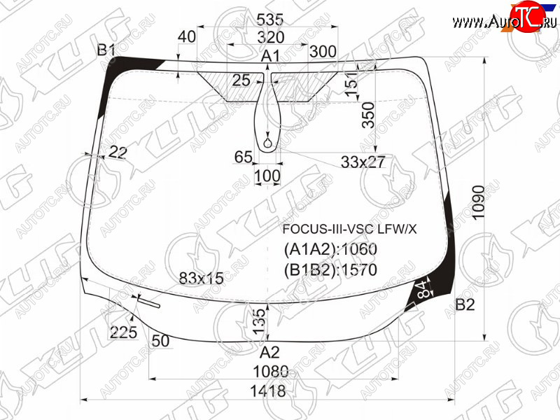 8 749 р. Стекло лобовое (Датчик дождя) XYG Ford Focus 3 седан рестайлинг (2014-2019)  с доставкой в г. Белгород