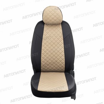 8 749 р. Чехлы сидений (экокожа, 40/60) Автопилот Ромб Audi Q3 8U дорестайлинг (2011-2015) (черный/бежевый)  с доставкой в г. Белгород. Увеличить фотографию 2