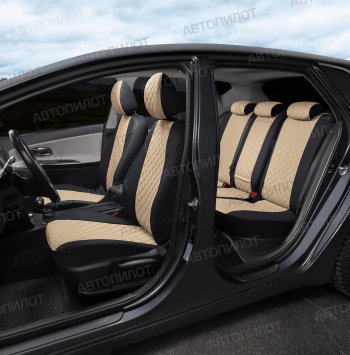 8 749 р. Чехлы сидений (экокожа, 40/60) Автопилот Ромб Audi Q3 8U дорестайлинг (2011-2015) (черный/бежевый)  с доставкой в г. Белгород. Увеличить фотографию 5