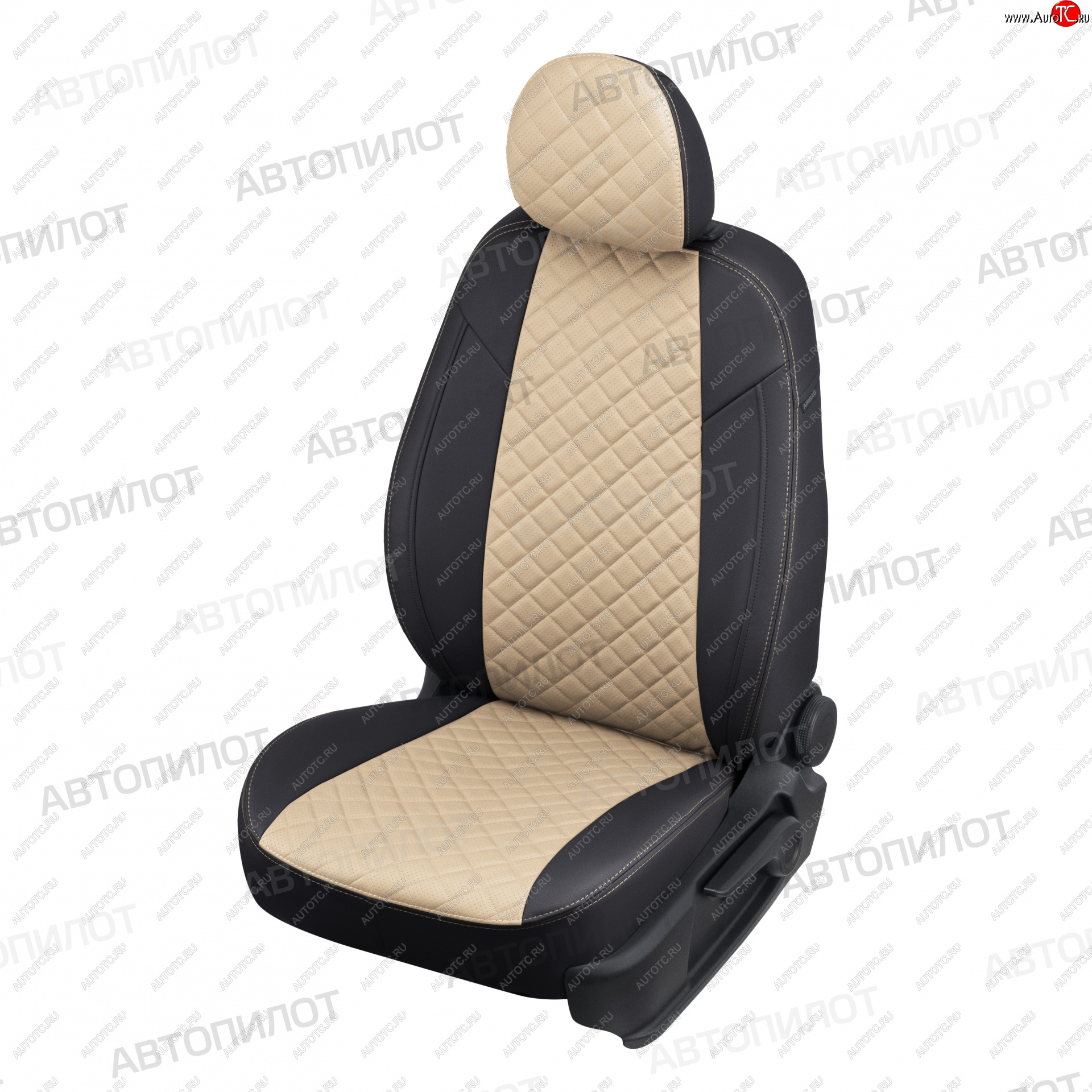 8 749 р. Чехлы сидений (экокожа, 40/60) Автопилот Ромб Audi Q3 8U дорестайлинг (2011-2015) (черный/бежевый)  с доставкой в г. Белгород