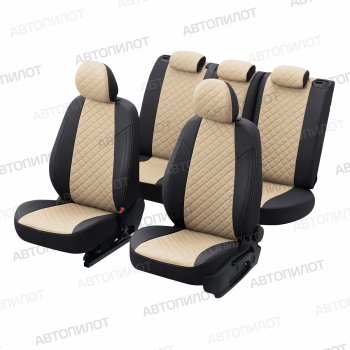 8 749 р. Чехлы сидений (экокожа, 40/60) Автопилот Ромб Audi Q3 8U дорестайлинг (2011-2015) (черный/бежевый)  с доставкой в г. Белгород. Увеличить фотографию 6
