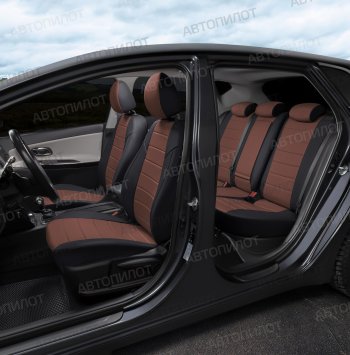 13 649 р. Чехлы сидений (экокожа, 40/60, спорт-сиденья) Автопилот BMW 3 серия E90 седан дорестайлинг (2004-2008) (черный/темно-коричневый)  с доставкой в г. Белгород. Увеличить фотографию 7