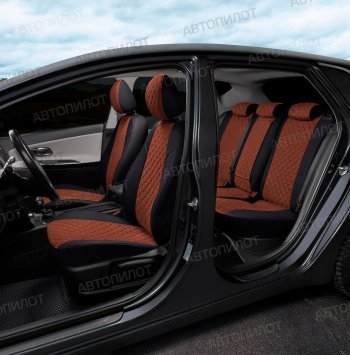10 249 р. Чехлы сидений (экокожа/алькантара, сплошн.) Автопилот Ромб BMW 5 серия E39 седан дорестайлинг (1995-2000) (черный/темно-коричневый)  с доставкой в г. Белгород. Увеличить фотографию 6
