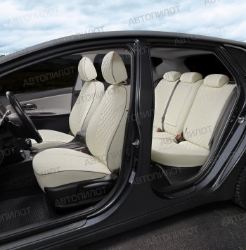 14 449 р. Чехлы сидений (экокожа) Автопилот Ромб Chery Bonus (A13) лифтбэк (2011-2016) (белый)  с доставкой в г. Белгород. Увеличить фотографию 7