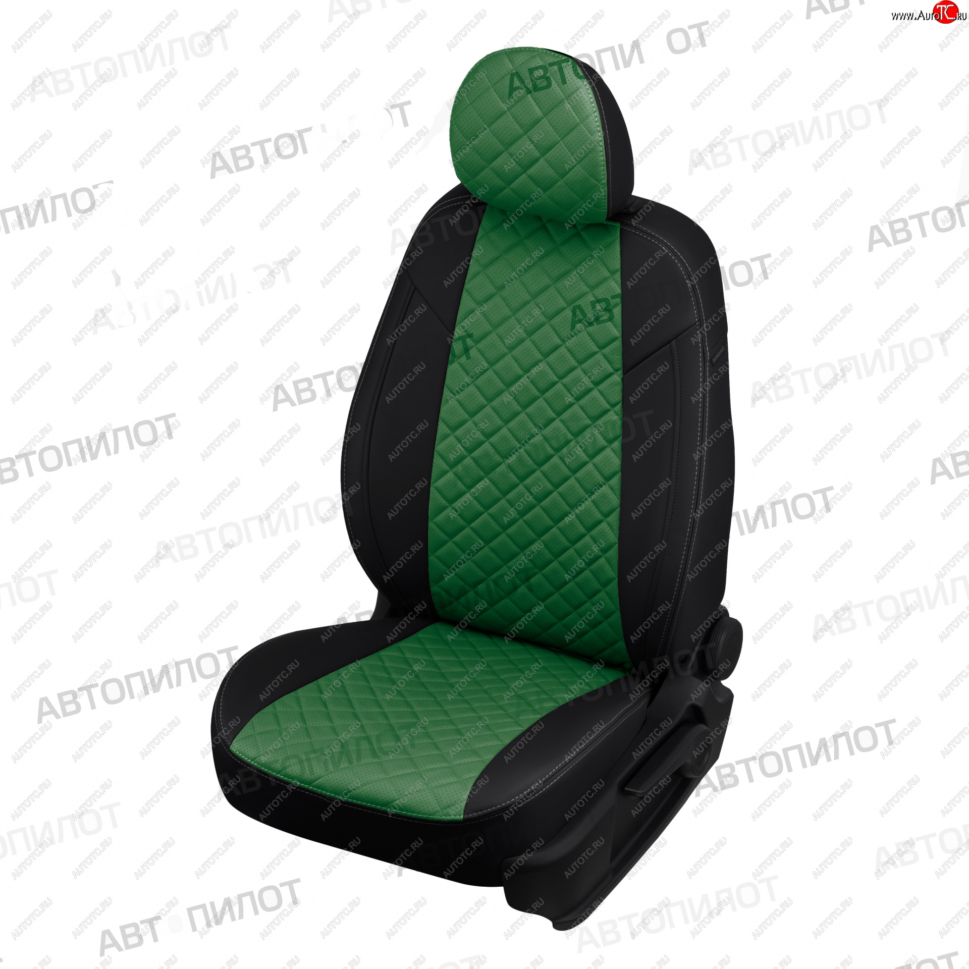 10 449 р. Чехлы сидений (экокожа) Автопилот Ромб Daewoo Sense Т100 седан (1997-2008) (черный/зеленый)  с доставкой в г. Белгород