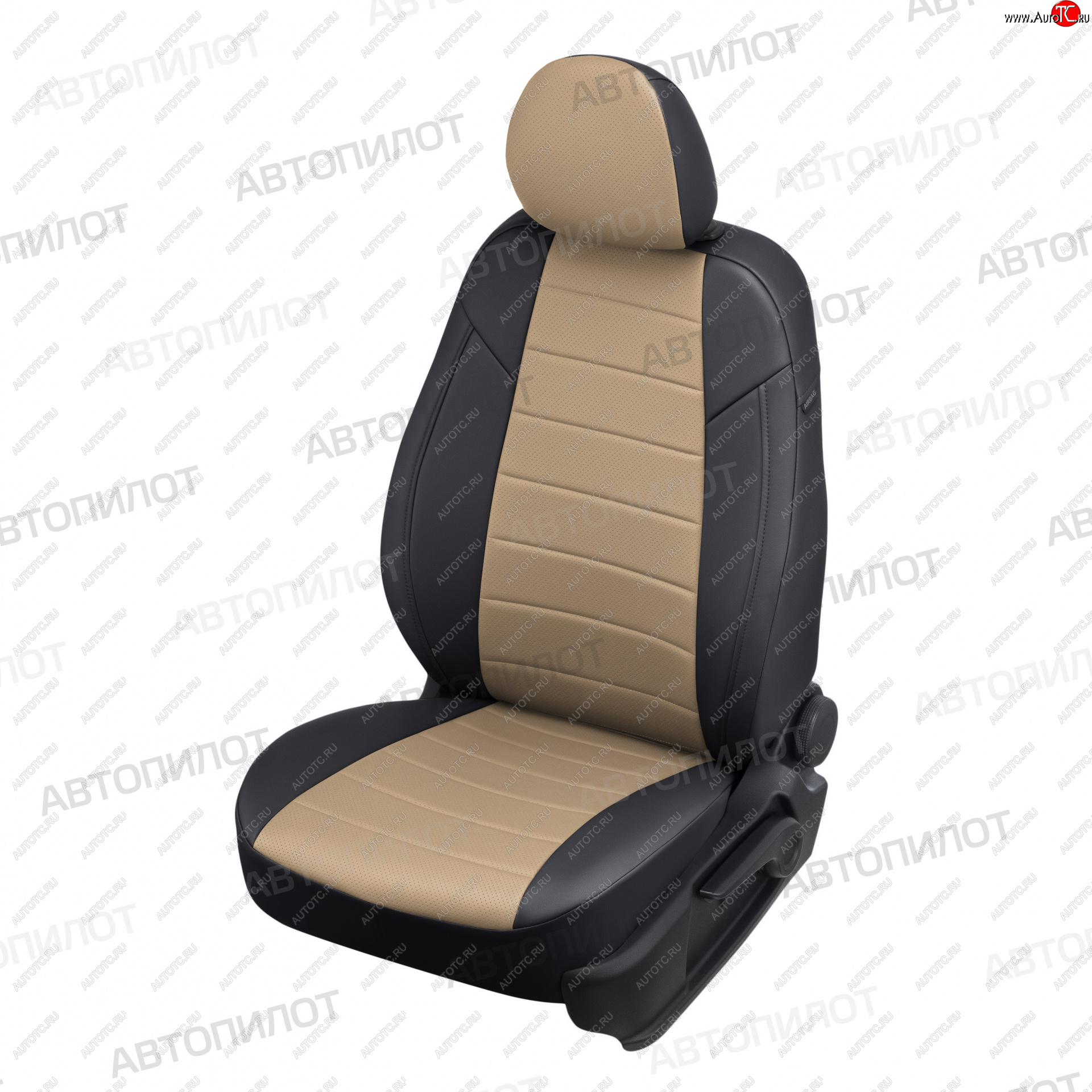 8 399 р. Чехлы сидений (экокожа) Автопилот Ford Focus 1 седан дорестайлинг (1998-2002) (черный/темно-бежевый)  с доставкой в г. Белгород
