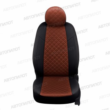 10 449 р. Чехлы сидений (экокожа/алькантара) Автопилот Ромб Geely Emgrand EC7 седан дорестайлинг (2009-2016) (черный/темно-коричневый)  с доставкой в г. Белгород. Увеличить фотографию 3