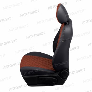 10 449 р. Чехлы сидений (экокожа/алькантара) Автопилот Ромб Geely Emgrand EC7 седан дорестайлинг (2009-2016) (черный/темно-коричневый)  с доставкой в г. Белгород. Увеличить фотографию 2