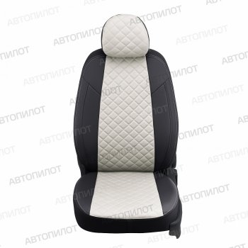 8 749 р. Чехлы сидений (экокожа) Автопилот Ромб Honda CR-V RM1,RM3,RM4 рестайлинг (2014-2018) (черный/белый)  с доставкой в г. Белгород. Увеличить фотографию 2