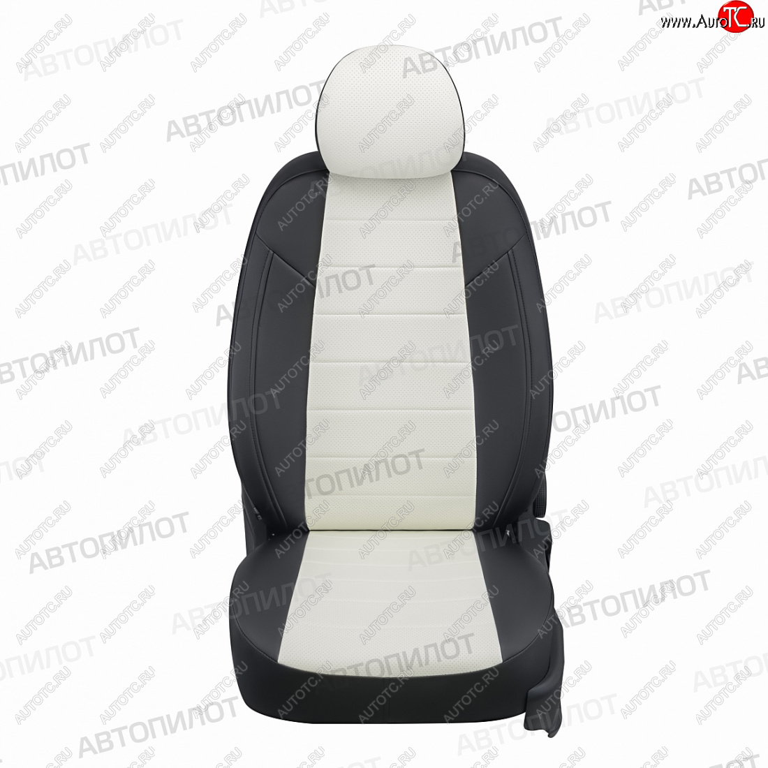 13 649 р. Чехлы сидений (экокожа, 3 спинки) Автопилот KIA Ceed 3 CD хэтчбэк (2018-2025) (черный/белый)  с доставкой в г. Белгород