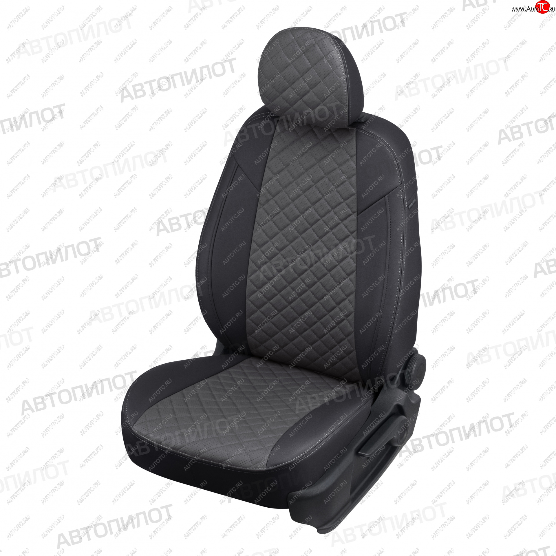 8 499 р. Чехлы сидений (экокожа, 3 спинки) Автопилот Ромб KIA Ceed 3 CD хэтчбэк (2018-2025) (черный/серый)  с доставкой в г. Белгород