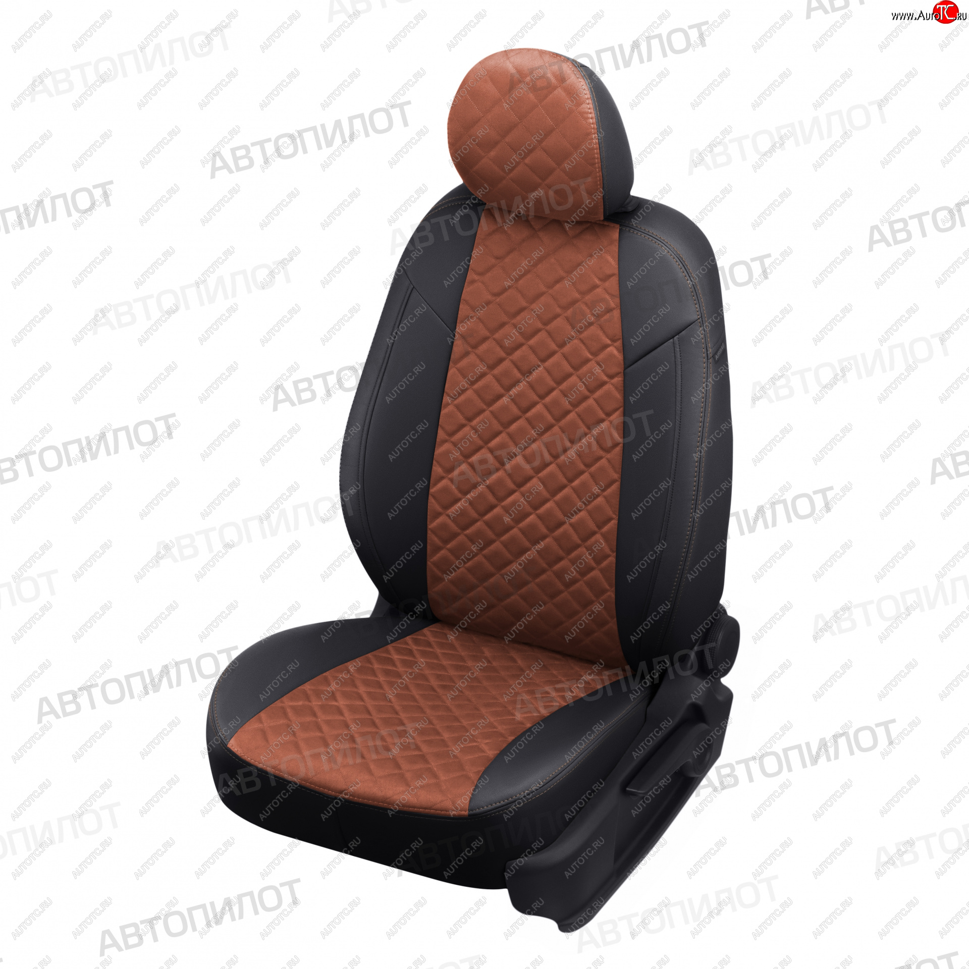 8 499 р. Чехлы сидений (экокожа/алькантара) Автопилот Ромб KIA Picanto 2 TA хэтчбэк 5 дв. дорестайлинг (2011-2015) (черный/коричневый)  с доставкой в г. Белгород