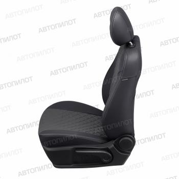 8 399 р. Чехлы на сиденья Экокожа (5 мест раздел. 40/60 экокожа) Автопилот CITROEN Berlingo B9 дорестайлинг (2008-2016) (черный/темно-серый)  с доставкой в г. Белгород. Увеличить фотографию 4