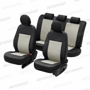 3 299 р. Чехлы на сиденье универсальные (2 места экокожа) Автопилот HOWO A7 (2007-2025) (черный/белый)  с доставкой в г. Белгород. Увеличить фотографию 12