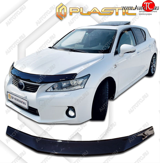 2 199 р. Дефлектор капота CA-Plastic Lexus CT200h A10 дорестайлинг (2011-2013) (classic черный, с надписью)  с доставкой в г. Белгород
