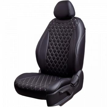 13 949 р. Чехлы для сидений (РЗС60/4, Экокожа) БАЙРОН РОМБ Lord Auto Geely GC6 (2014-2017) (черный/темно-серый)  с доставкой в г. Белгород. Увеличить фотографию 2