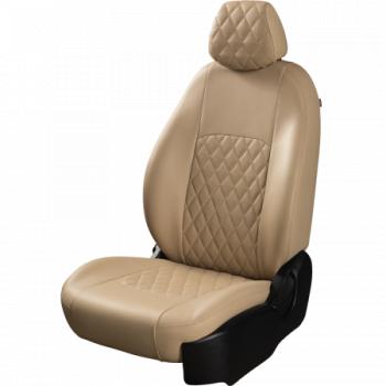 Комплект чехлов для сидений (РЗСиС 40/60 3Г Илана+Орегон) ТУРИН ст РОМБ Lord Autofashion KIA Ceed 2 JD рестайлинг, хэтчбэк (2015-2018) (бежевый, вставка бежевая, строчка бежевая)