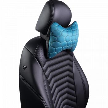 429 р. Подушка-косточка (Илана+Афины) КОСТОЧКА ст СОТА Lord Autofashion Jeep Compass MP дорестайлинг (2016-2022) (черный, бирюзовый, строчка бежевая)  с доставкой в г. Белгород. Увеличить фотографию 7