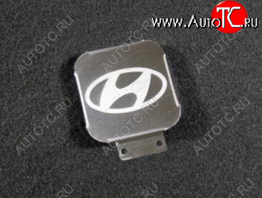 1 999 р. Заглушка на фаркоп с логотипом Hyundai (на фаркопы TCC, нержавеющая сталь) TCC Hyundai Creta GS дорестайлинг (2015-2019)  с доставкой в г. Белгород