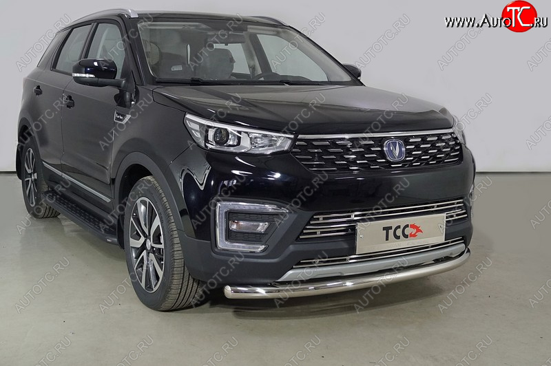 15 999 р. Защита переднего бампера нижняя d60,3 мм ТСС Тюнинг Changan CS55 дорестайлинг (2017-2018) (нержавейка)  с доставкой в г. Белгород
