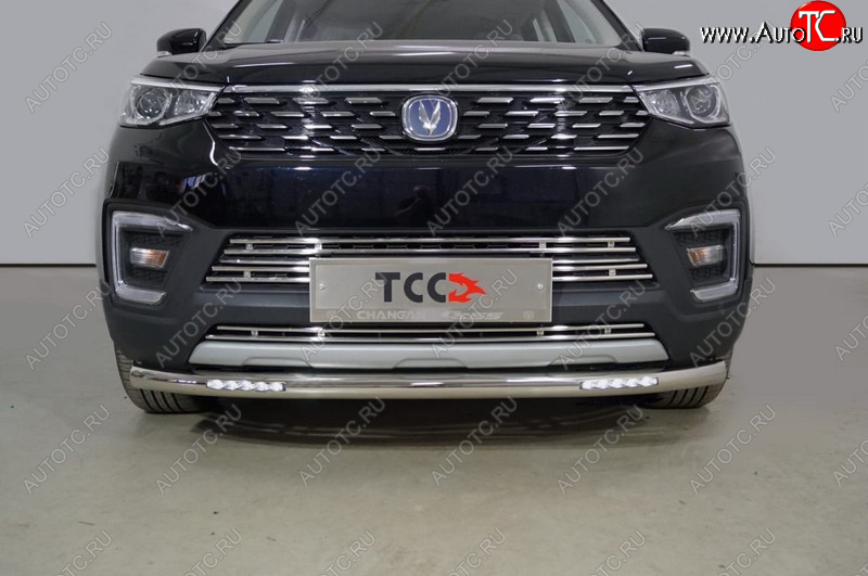 32 799 р. Защита переднего бампера нижняя с ДХО 60,3 мм ТСС Тюнинг Changan CS55 дорестайлинг (2017-2018) (нержавейка)  с доставкой в г. Белгород