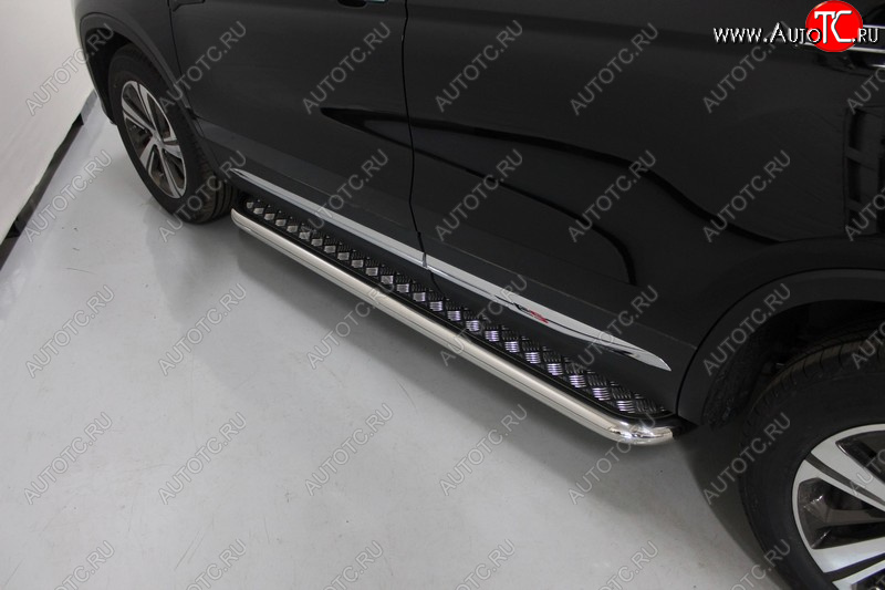 41 849 р. Пороги с площадкой 60,3 мм ТСС Тюнинг Changan CS75 1-ый рестайлинг (2018-2022) (серые)  с доставкой в г. Белгород