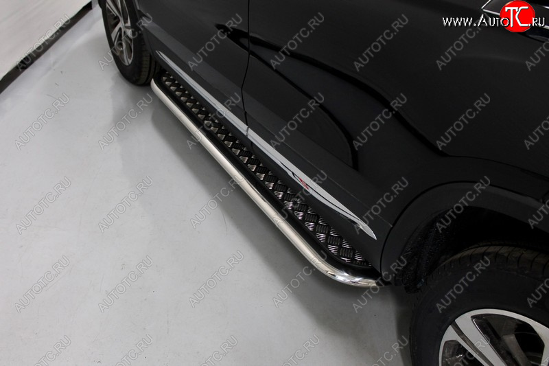 50 949 р. Пороги с площадкой 75*42 мм ТСС Тюнинг Changan CS75 1-ый рестайлинг (2018-2022) (серые)  с доставкой в г. Белгород