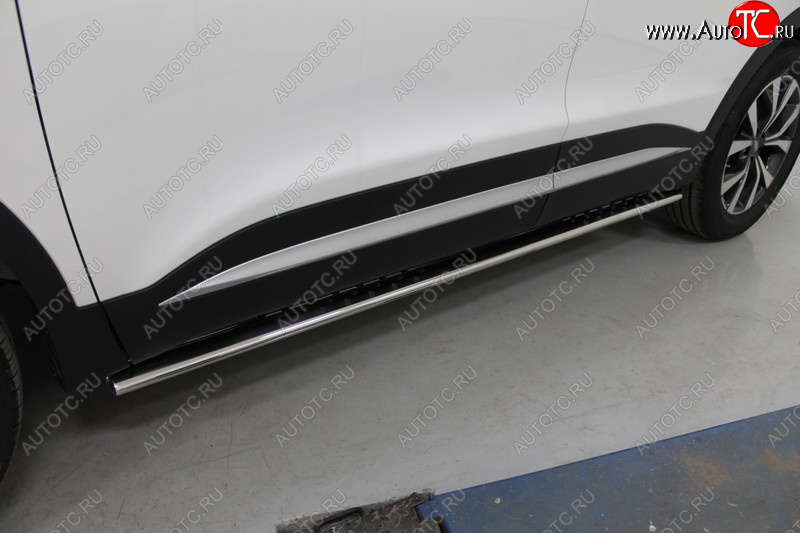 33 799 р. Пороги овальные с проступью 75х42 мм ТСС Тюнинг Chery Tiggo 7 PRO (2019-2025) (серые)  с доставкой в г. Белгород