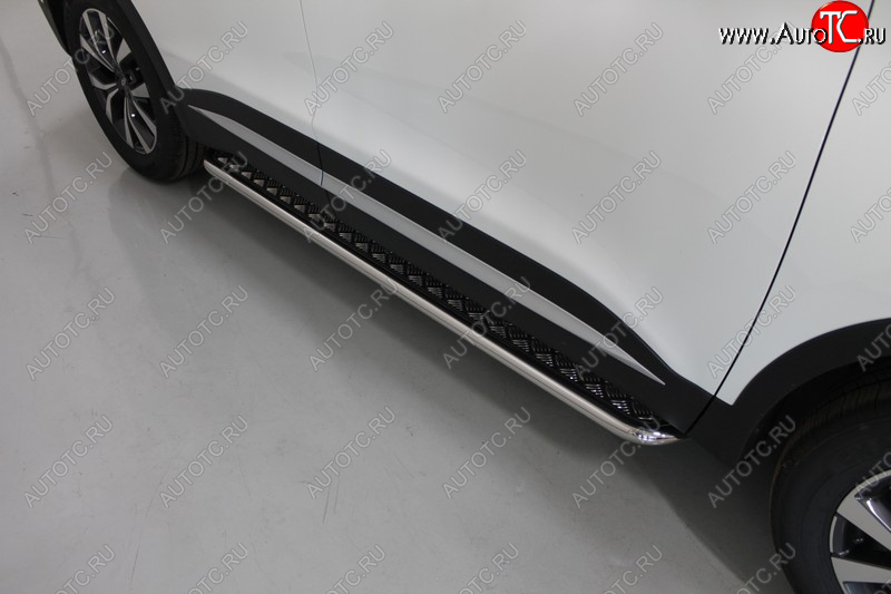 30 099 р. Пороги с площадкой 42,4 мм ТСС Тюнинг Chery Tiggo 7 PRO (2019-2025) (серые)  с доставкой в г. Белгород