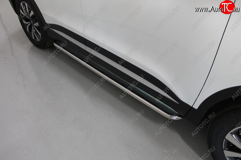38 999 р. Пороги с площадкой 42,4 мм ТСС Тюнинг Chery Tiggo 7 PRO (2019-2025) (нержавейка)  с доставкой в г. Белгород