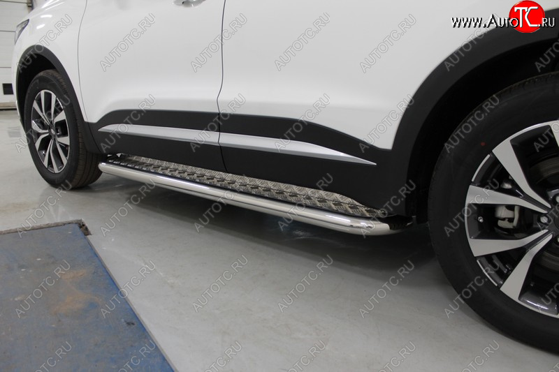 34 799 р. Пороги с площадкой 60,3 мм ТСС Тюнинг Chery Tiggo 7 PRO (2019-2025) (серые)  с доставкой в г. Белгород