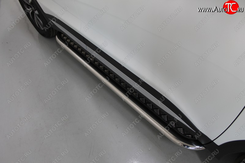 51 999 р. Пороги с площадкой 75х42 мм ТСС Тюнинг Chery Tiggo 7 PRO (2019-2025) (нержавейка)  с доставкой в г. Белгород