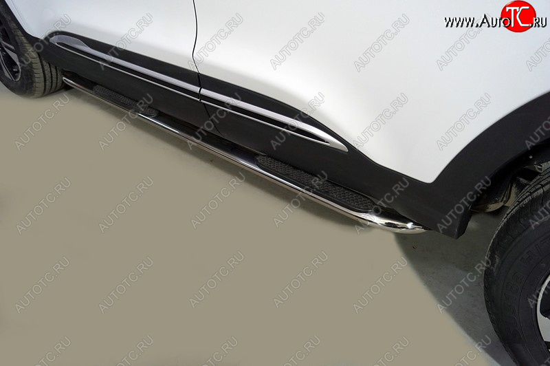 32 799 р. Пороги овальные гнутые с накладкой 75х42 мм ТСС Тюнинг Chery Tiggo 4 Pro (2021-2025) (серые)  с доставкой в г. Белгород
