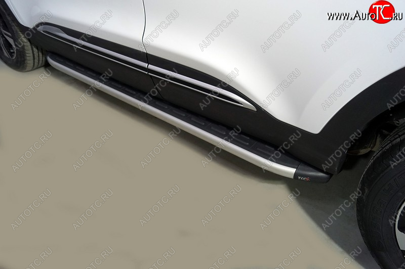 20 599 р. Пороги алюминиевые с пластиковой накладкой ТСС Тюнинг Chery Tiggo 4 Pro (2021-2025) (серые)  с доставкой в г. Белгород
