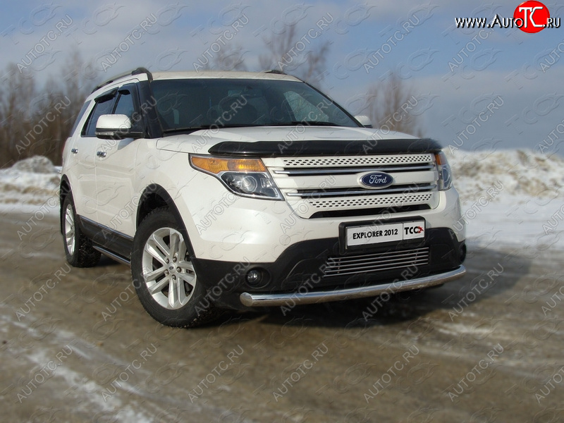 20 599 р. Защита переднего бампера нижняя 76,1 мм ТСС Тюнинг Ford Explorer U502 дорестайлинг (2010-2016) (нержавейка)  с доставкой в г. Белгород