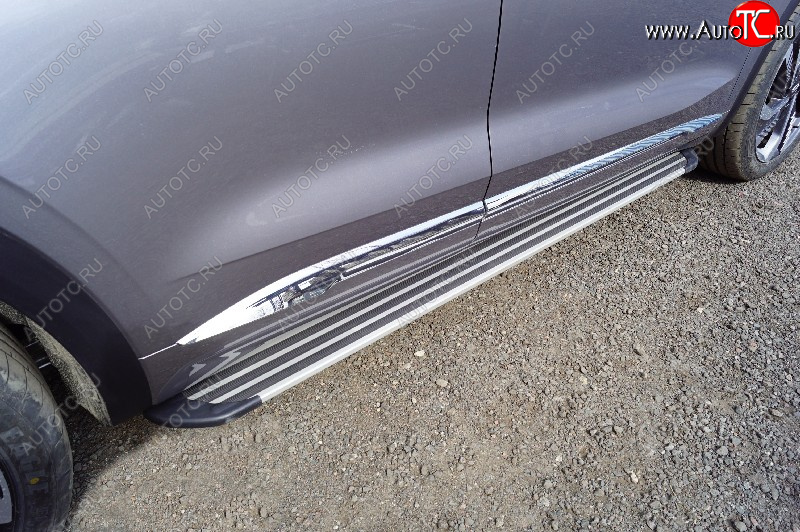20 599 р. Пороги алюминиевые Slim Line ТСС Тюнинг Geely Monjaro (2022-2025) (Silver)  с доставкой в г. Белгород