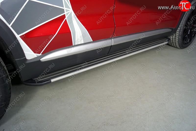 20 599 р. Пороги алюминиевые Slim Line ТСС Тюнинг Geely Tugella FY11,HPBA4 рестайлинг (2022-2025) (Silver)  с доставкой в г. Белгород
