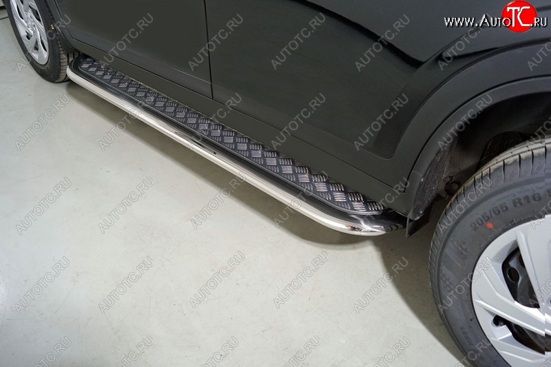 38 649 р. Пороги с площадкой 75х42 мм ТСС Тюнинг Haval Dargo (2022-2025) (серые)  с доставкой в г. Белгород