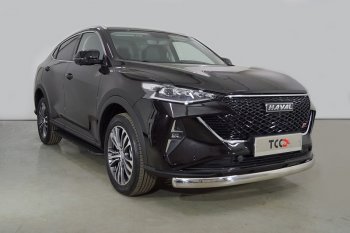 Защита переднего бампера нижняя овальная 75х42 мм ТСС Тюнинг Haval F7 рестайлинг (2022-2024) (нержавейка)