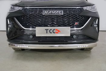 Защита переднего бампера нижняя овальная с ДХО 75х42 мм ТСС Тюнинг Haval F7 рестайлинг (2022-2024) (нержавейка)