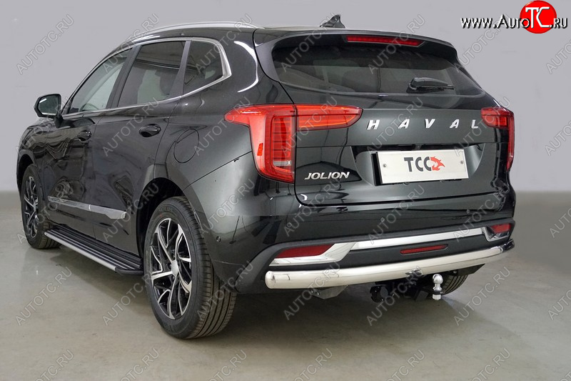 20 599 р. Защита заднего бампера (1.5 2WD, овальная, d75х42 мм) TCC Haval Jolion дорестайлинг (2020-2024)  с доставкой в г. Белгород