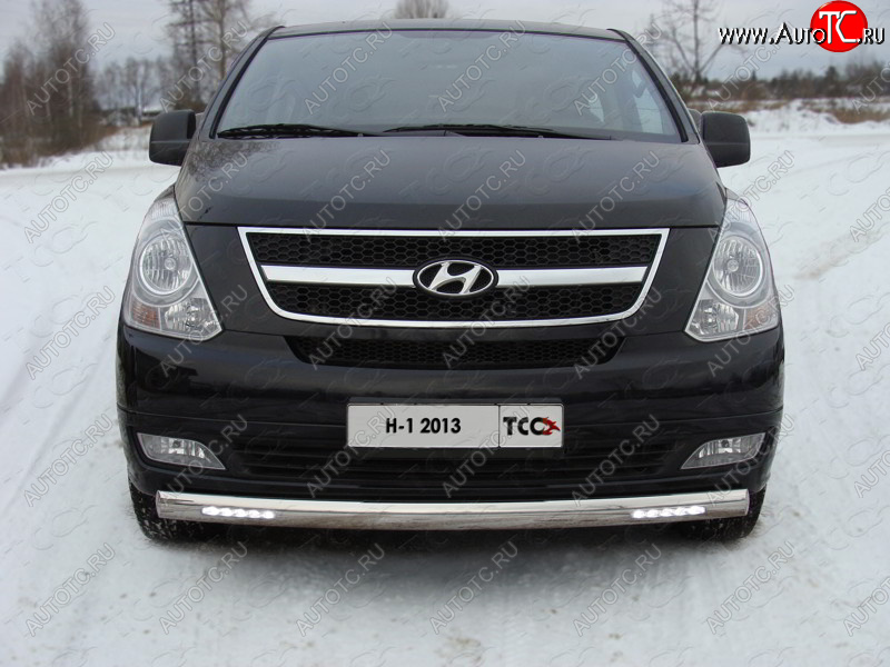 40 999 р. Защита переднего бампера нижняя с ДХО 75х42 мм ТСС Тюнинг Hyundai Starex/Grand Starex/H1 TQ рестайлинг (2014-2018) (нержавейка)  с доставкой в г. Белгород