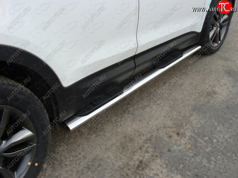 40 799 р. Пороги овальные с накладкой 120*60 мм ТСС Тюнинг Hyundai Santa Fe DM дорестайлинг (2012-2016)  с доставкой в г. Белгород