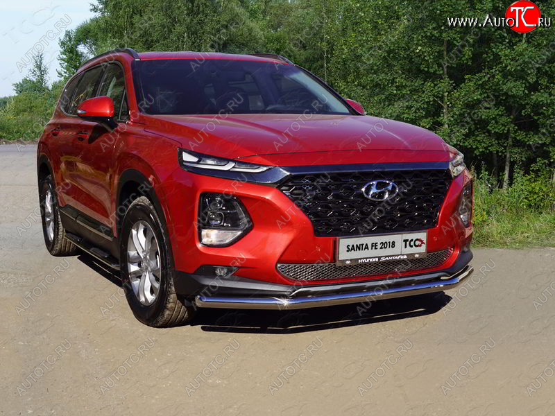 17 649 р. Защита переднего бампера нижняя d60,3 мм ТСС Тюнинг Hyundai Santa Fe TM дорестайлинг (2018-2021) (нержавейка)  с доставкой в г. Белгород
