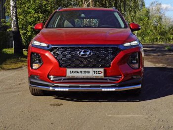 Защита переднего бампера нижняя с ДХО 60,3 мм ТСС Тюнинг Hyundai Santa Fe TM дорестайлинг (2018-2021) (нержавейка)