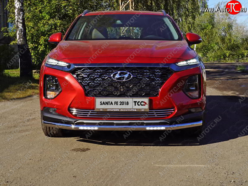 31 899 р. Защита переднего бампера нижняя с ДХО 60,3 мм ТСС Тюнинг Hyundai Santa Fe TM дорестайлинг (2018-2021) (нержавейка)  с доставкой в г. Белгород