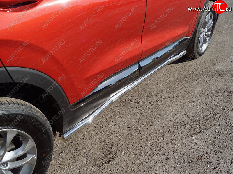 23 549 р. Защита порогов труба d60,3 мм ТСС Тюнинг Hyundai Santa Fe TM дорестайлинг (2018-2021) (серые)  с доставкой в г. Белгород