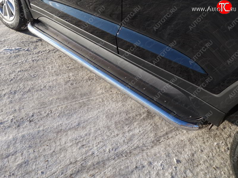 51 999 р. Пороги с площадкой 75х42 мм ТСС Тюнинг Hyundai Santa Fe TM дорестайлинг (2018-2021) (нержавейка)  с доставкой в г. Белгород