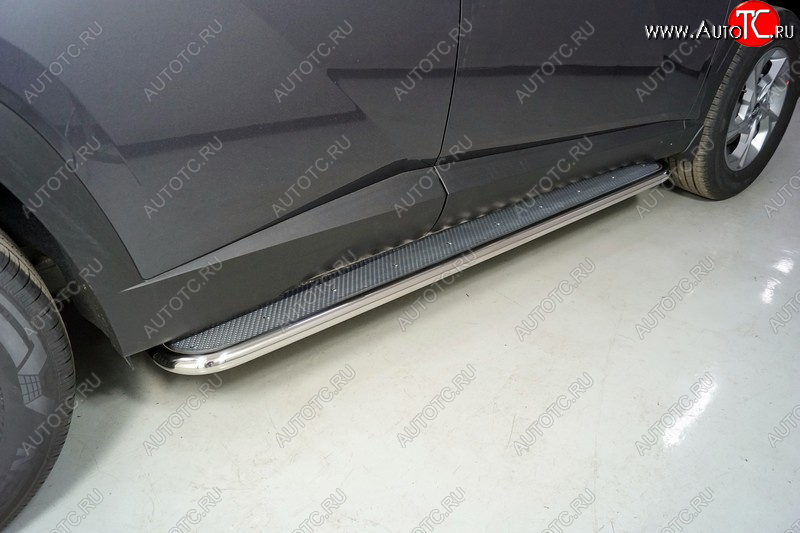 40 999 р. Пороги с площадкой 42,4 мм ТСС Тюнинг Hyundai Tucson NX4 (2020-2022) (нержавейка)  с доставкой в г. Белгород